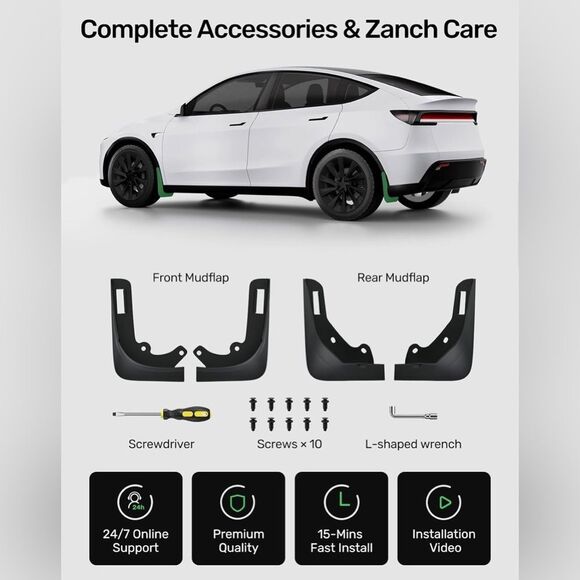 Tesla Model Y (2020-2025) mudflaps 4pk - Picture 7 of 7